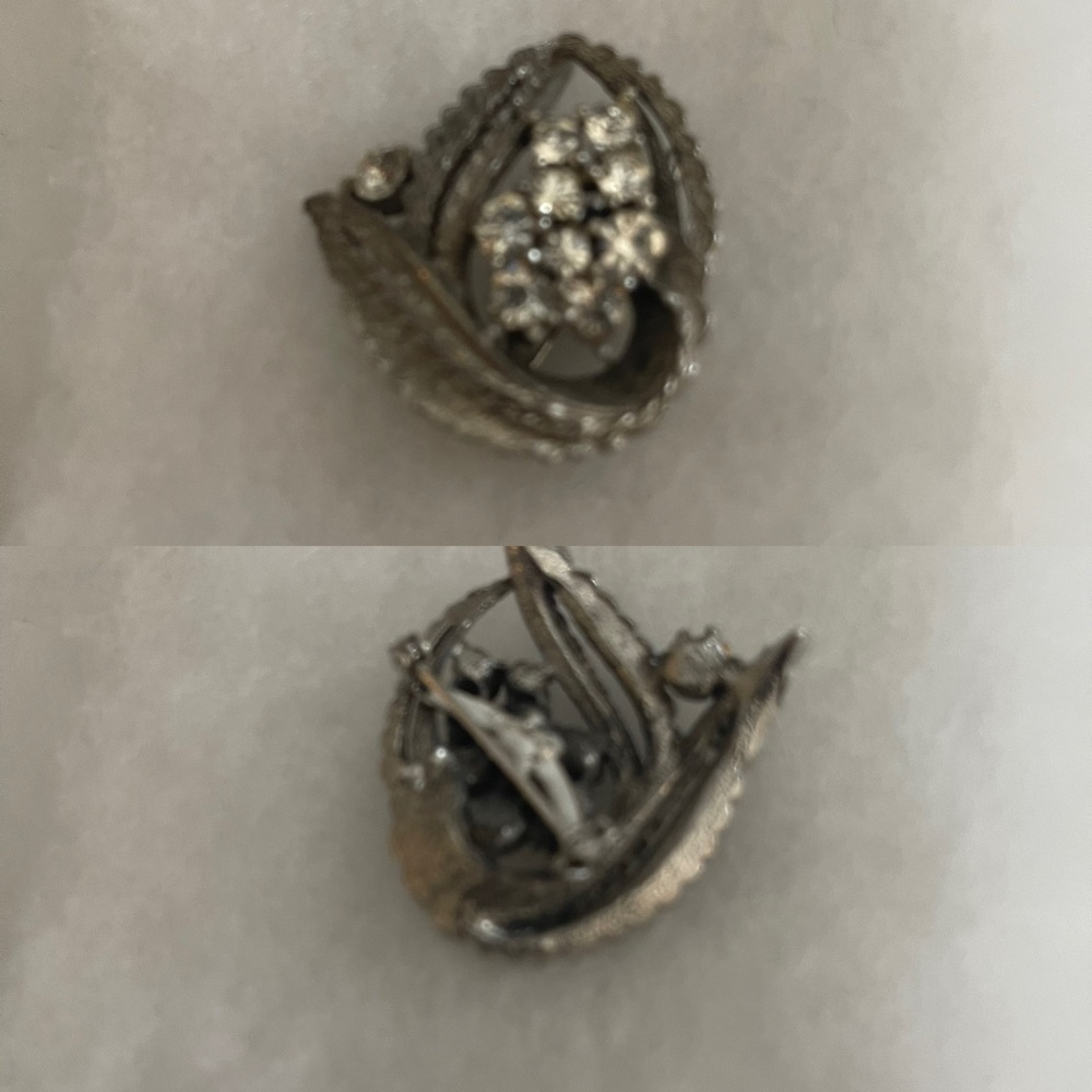 Vintage Silvertone pot metal Rhinestone Brooch - Picture 3 of 3